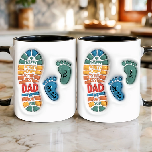 Personalisierte Papa Tasse mit Kinderfüßen & Namen – Geschenk für Papa