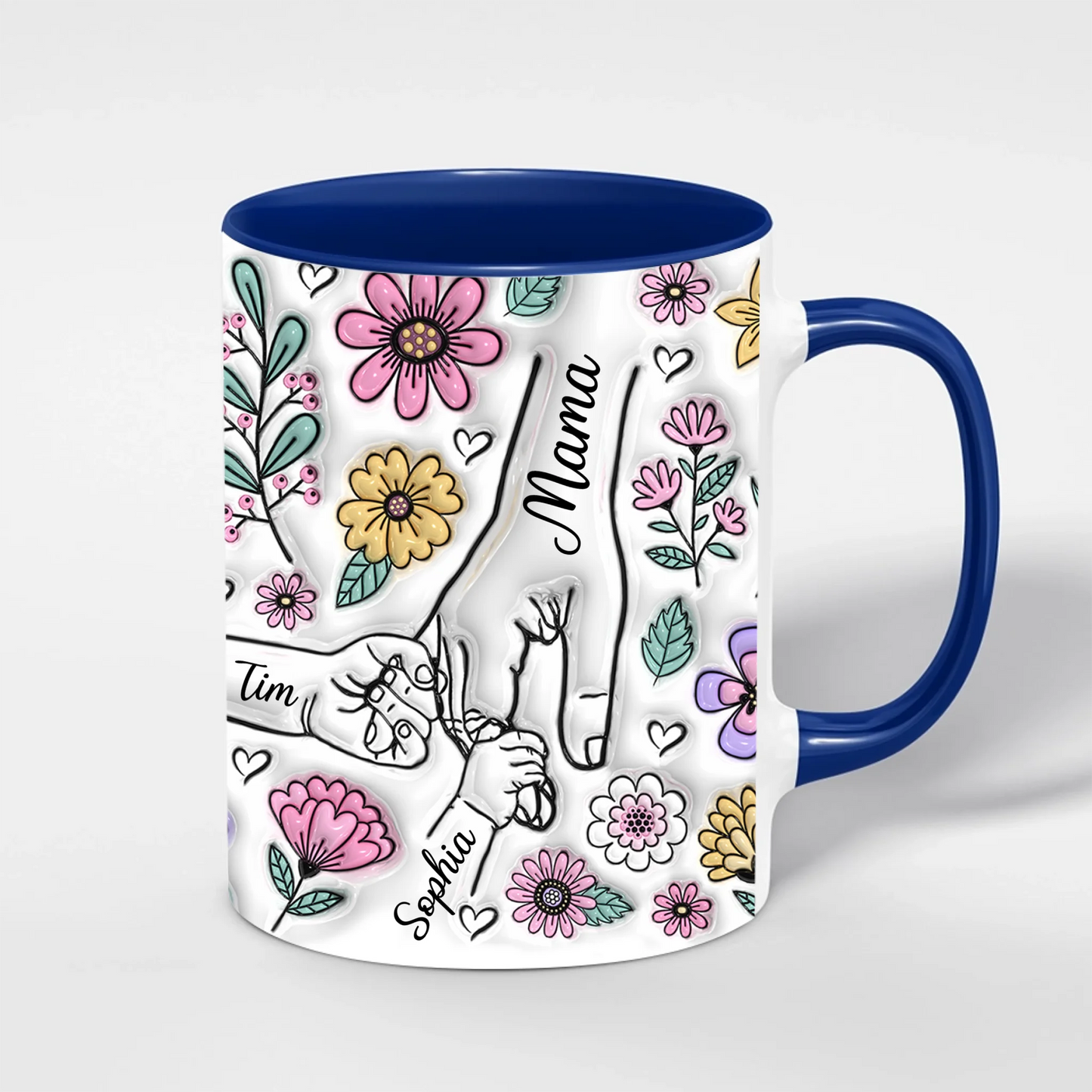 Mama Tasse mit Kindernamen – Personalisiert im 3D-Look