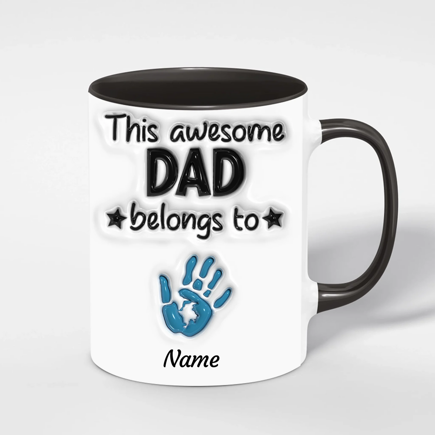 Papa Tasse mit Handabdrücken – Beispiel mit Kindernamen