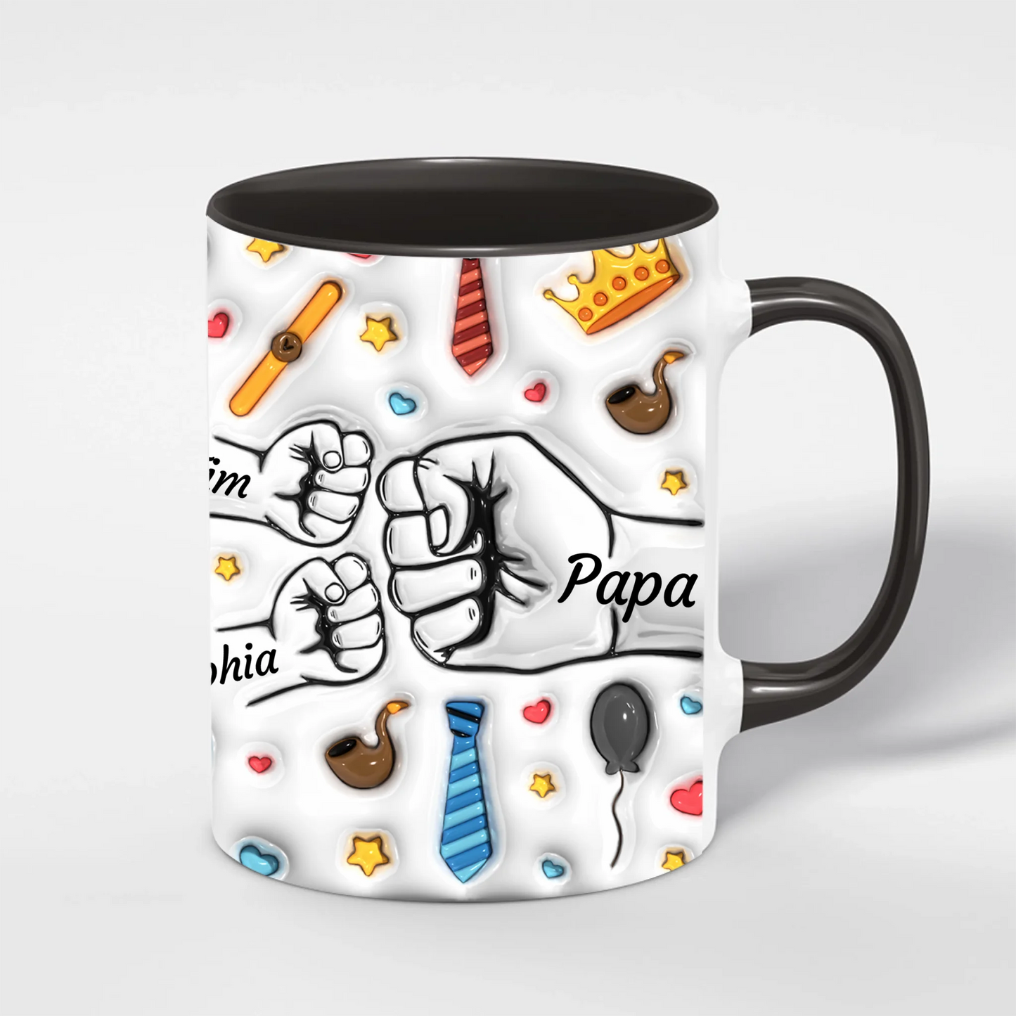 Best Dad Ever Tasse – Beispiel mit bunten Kindernamen