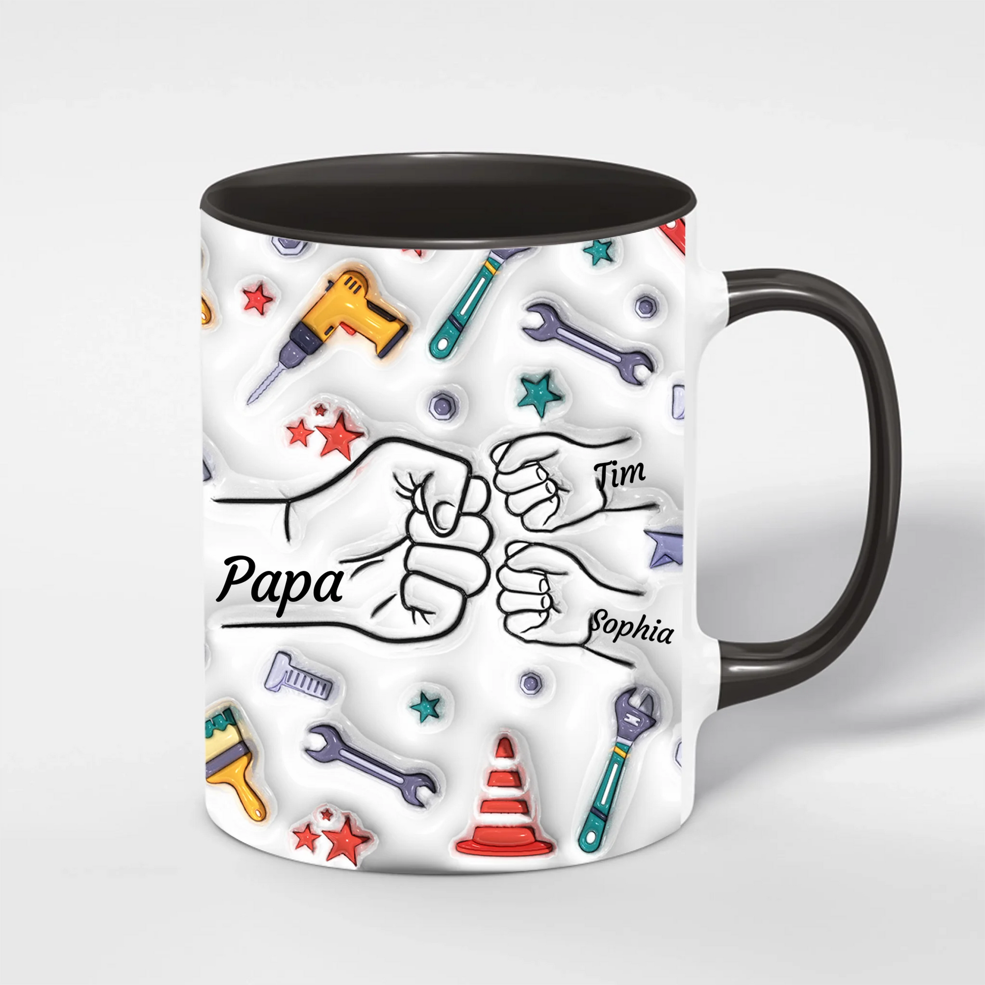 Papa Tasse Werkzeug – Beispiel mit Kindernamen für Heimwerker