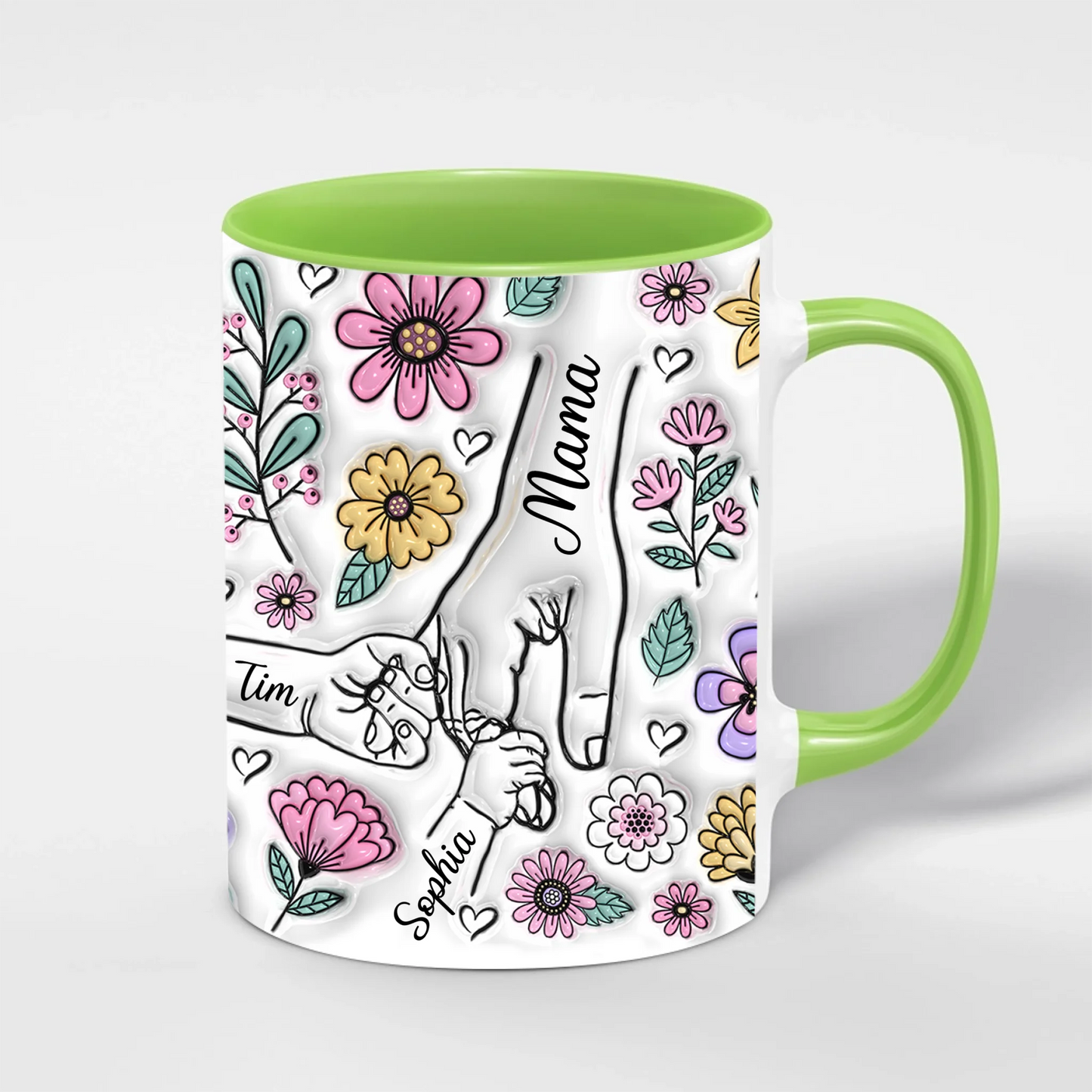 Mama Tasse mit Kindernamen – Personalisiert im 3D-Look