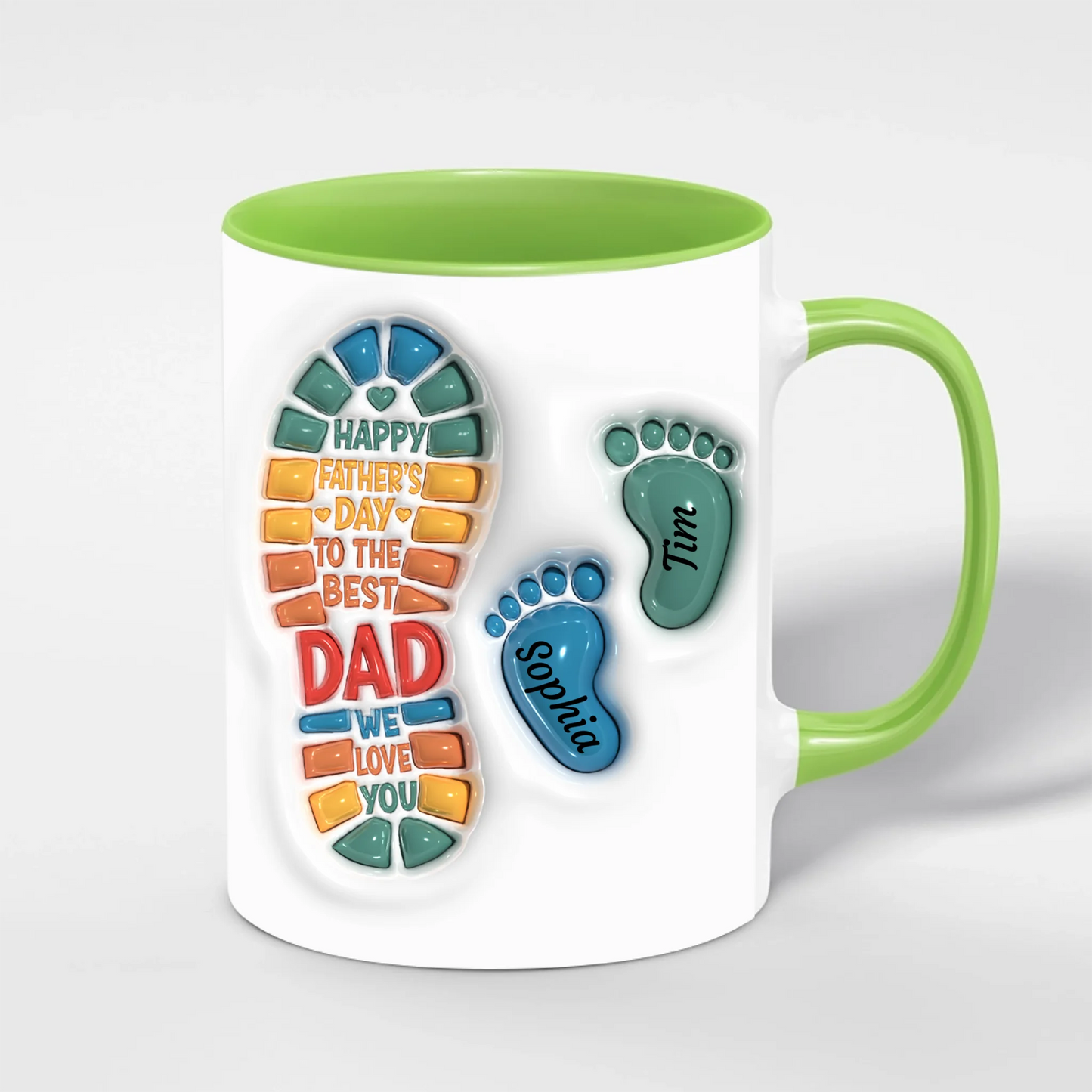 Kinderfüße Papa Tasse – verschiedene Farbvarianten der personalisierten Tasse