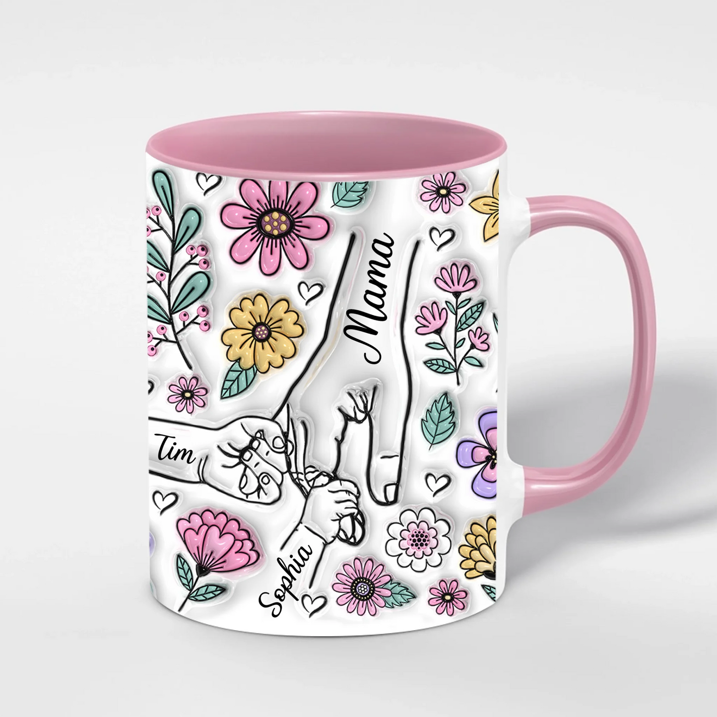 Mama Tasse mit Kindernamen – Personalisiert im 3D-Look