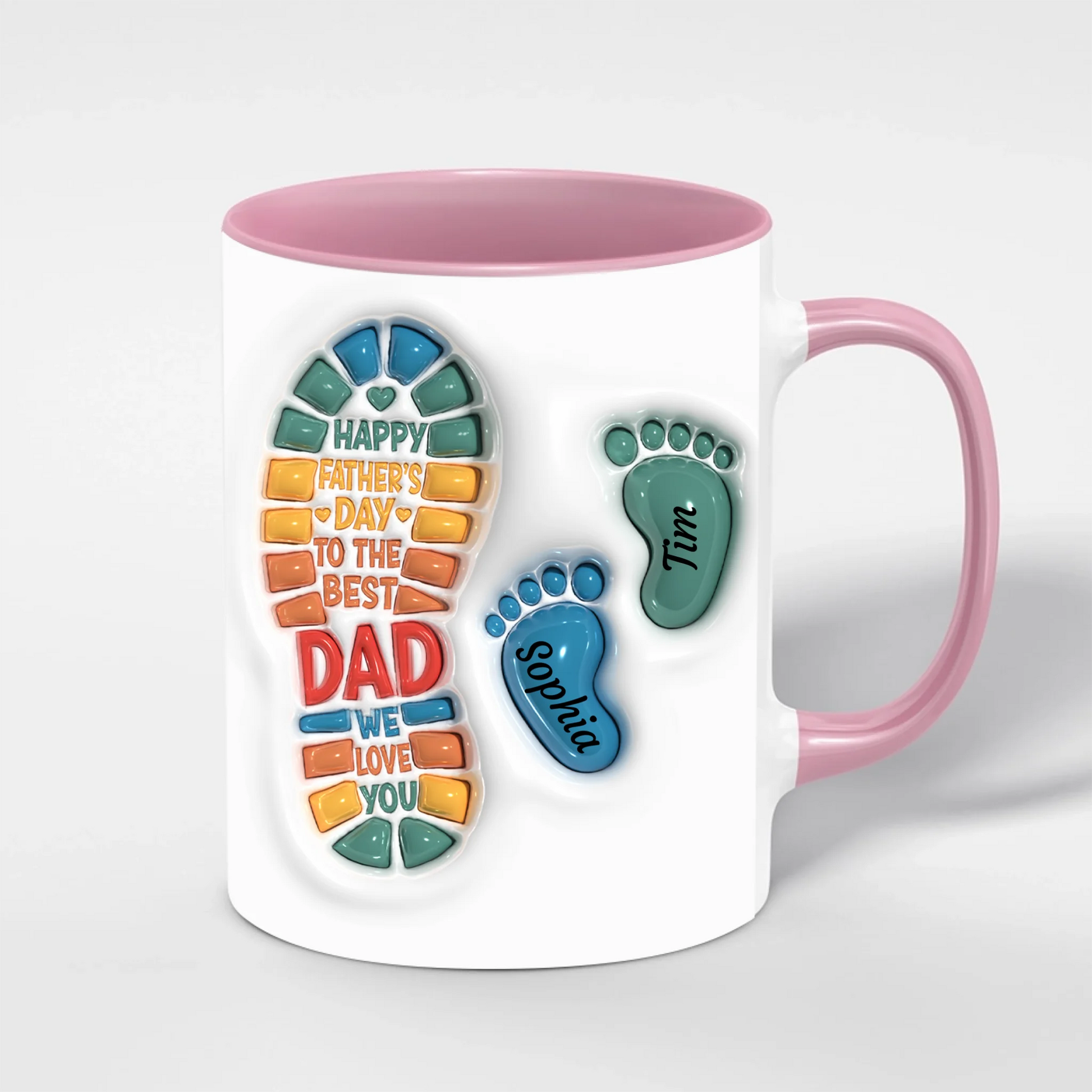 Papa Tasse mit Kinderfüßen – Lifestyle Aufnahme der Kaffeetasse für Papa