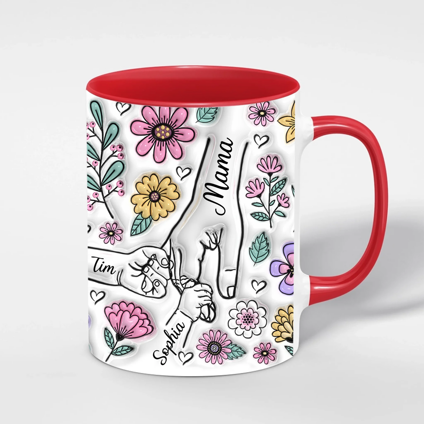 Mama Tasse mit Kindernamen – Personalisiert im 3D-Look