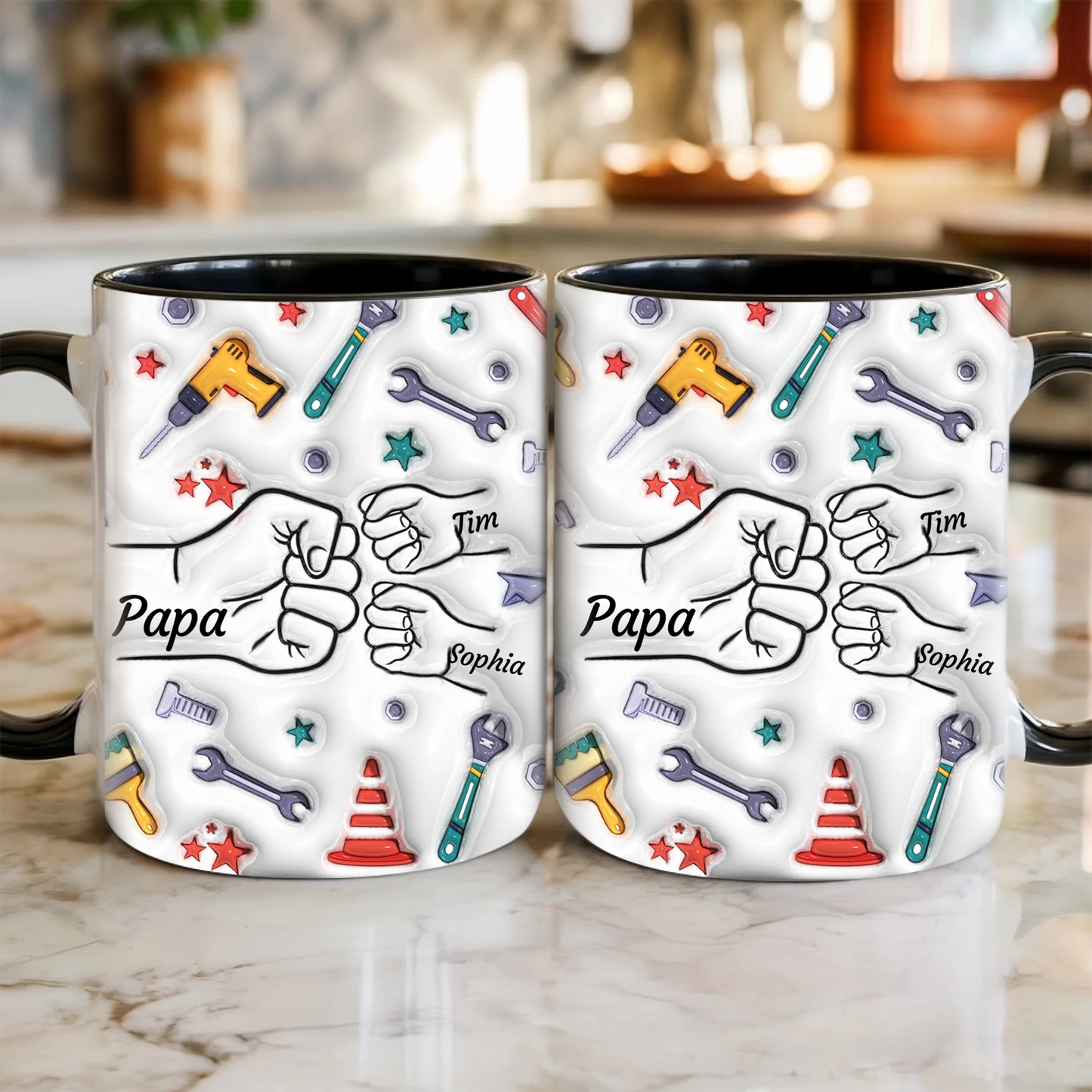 Personalisierte Papa Tasse mit Werkzeug-Motiv & Namen – Geschenk für Heimwerker-Papa