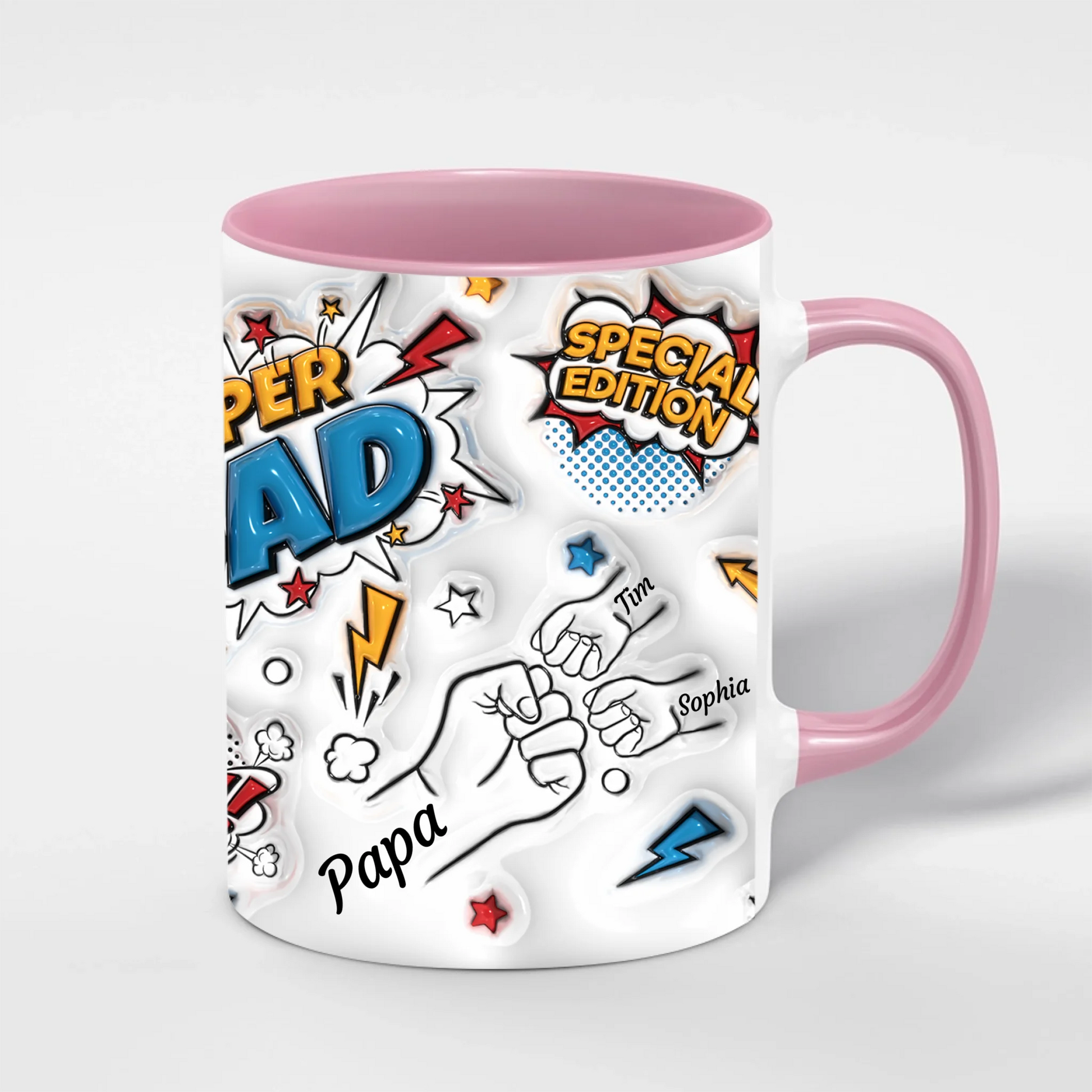 Super Dad Tasse – Lifestyle Aufnahme der personalisierten Kaffeetasse für Papa
