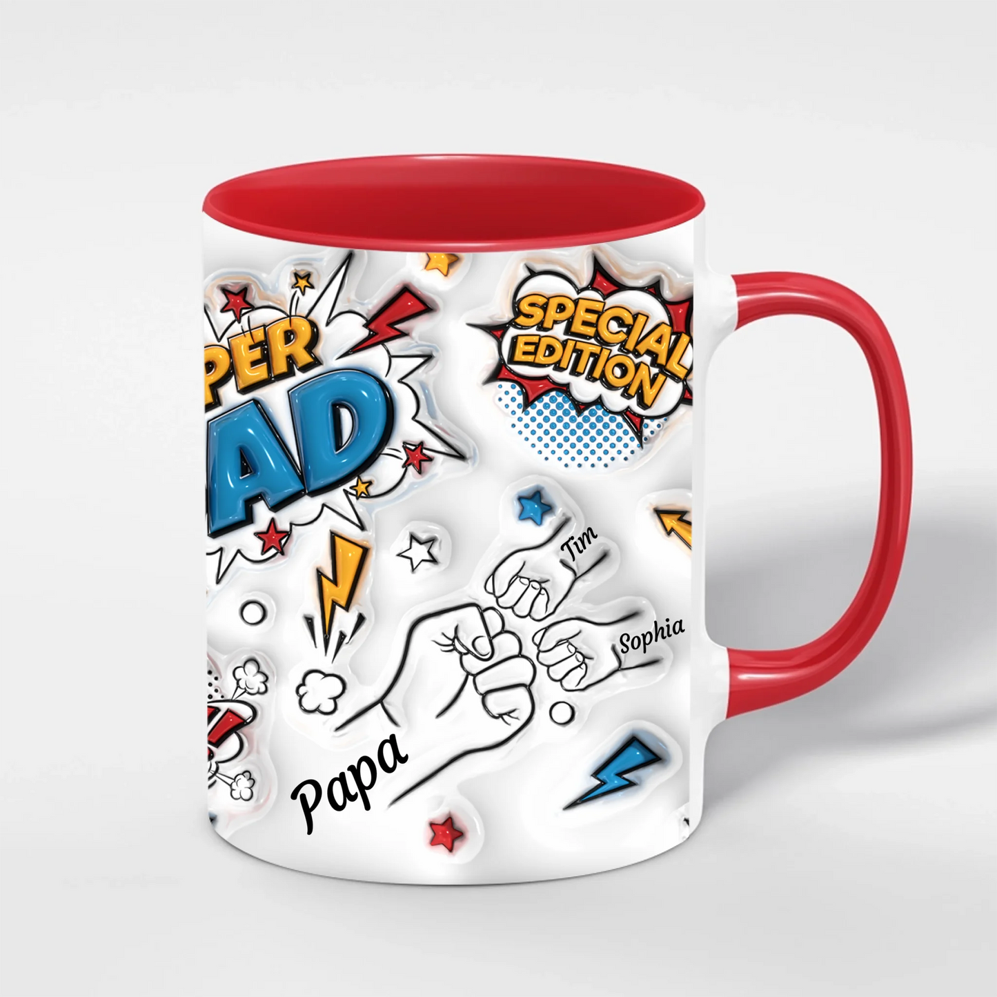 Personalisierte Super Dad Tasse – Vatertagsgeschenk von den Kindern