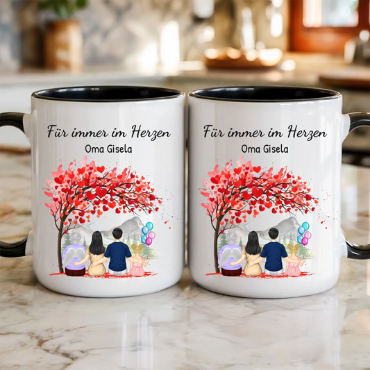 Gedenktasse personalisiert mit Foto – Erinnerungstasse Für immer im Herzen
