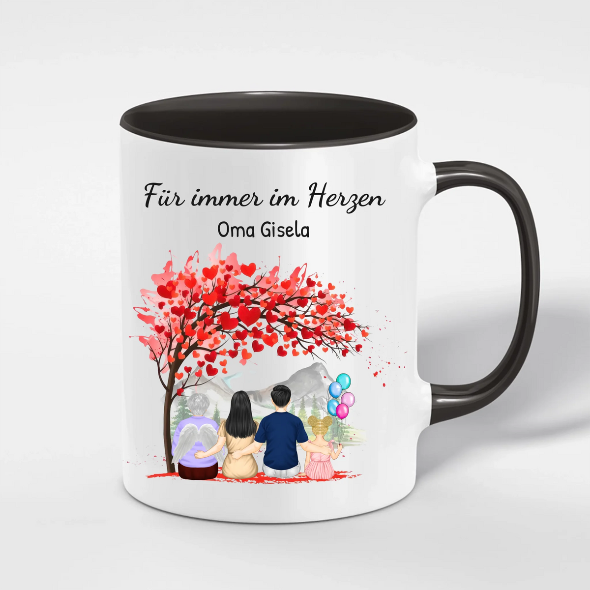 Gedenktasse personalisiert mit Foto – Erinnerungstasse Für immer im Herzen