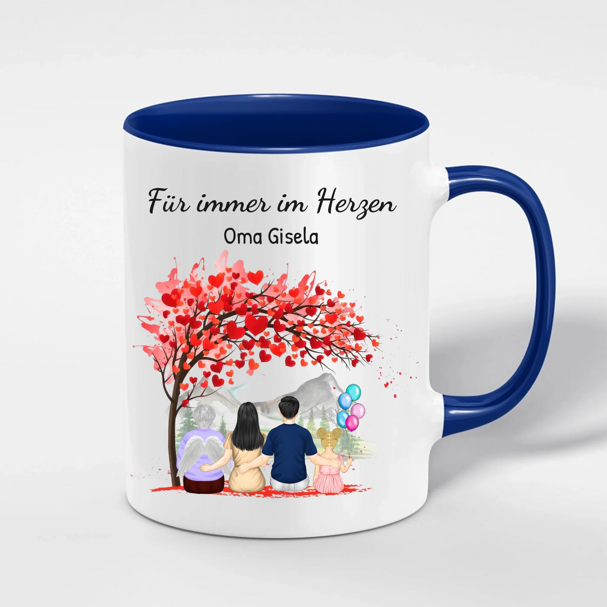 Gedenktasse personalisiert mit Foto – Erinnerungstasse Für immer im Herzen