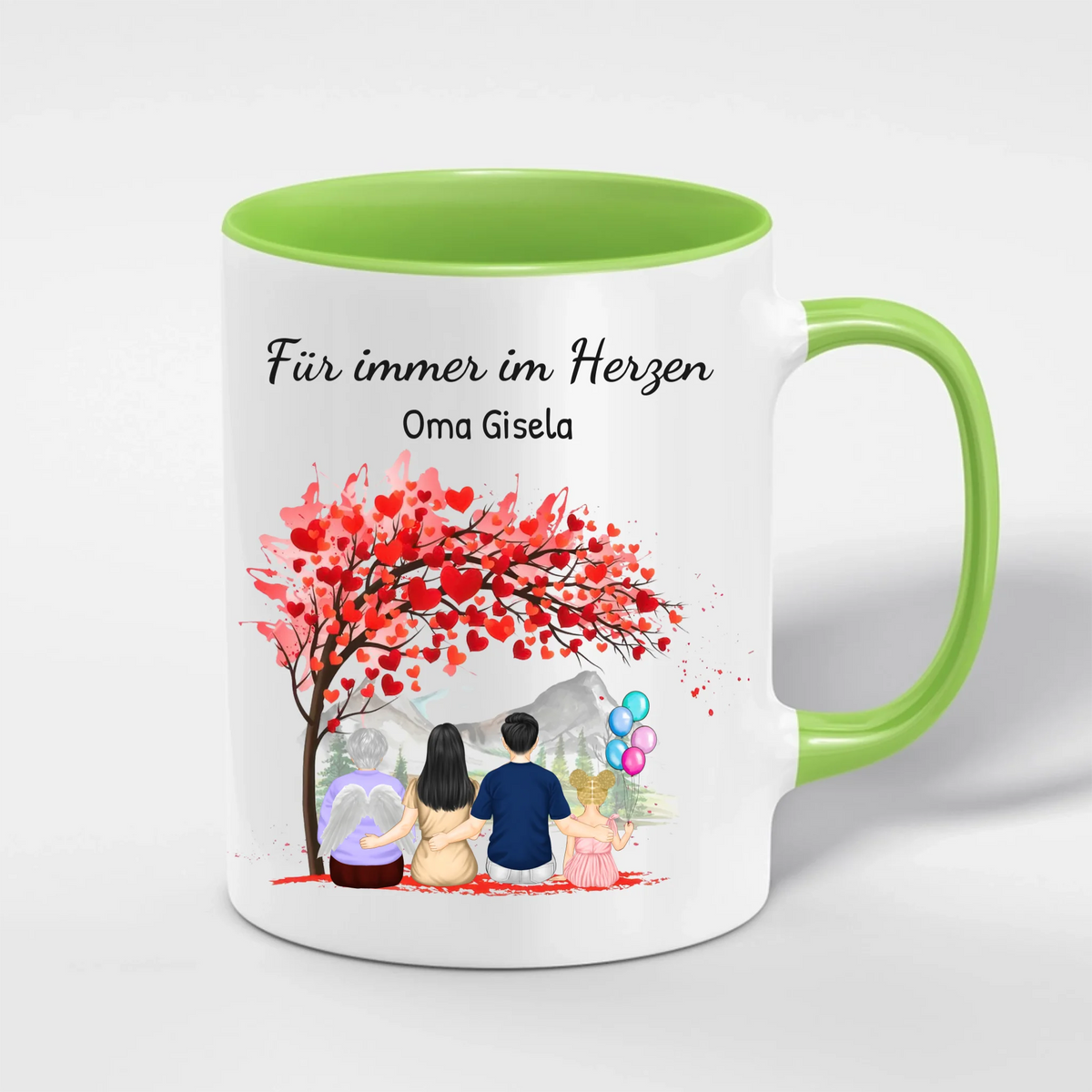 Gedenktasse personalisiert mit Foto – Erinnerungstasse Für immer im Herzen