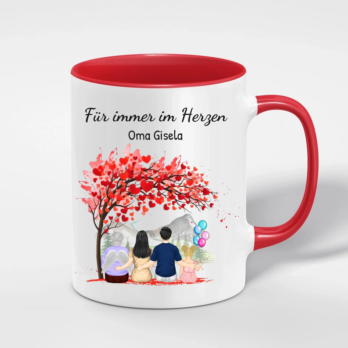 Gedenktasse personalisiert mit Foto – Erinnerungstasse Für immer im Herzen