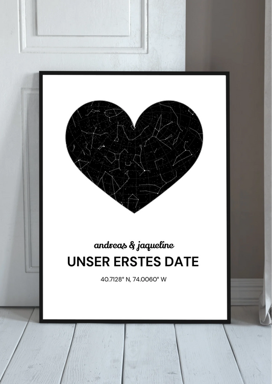 Sternenkarte Poster „Unser erstes Date" – Personalisiert