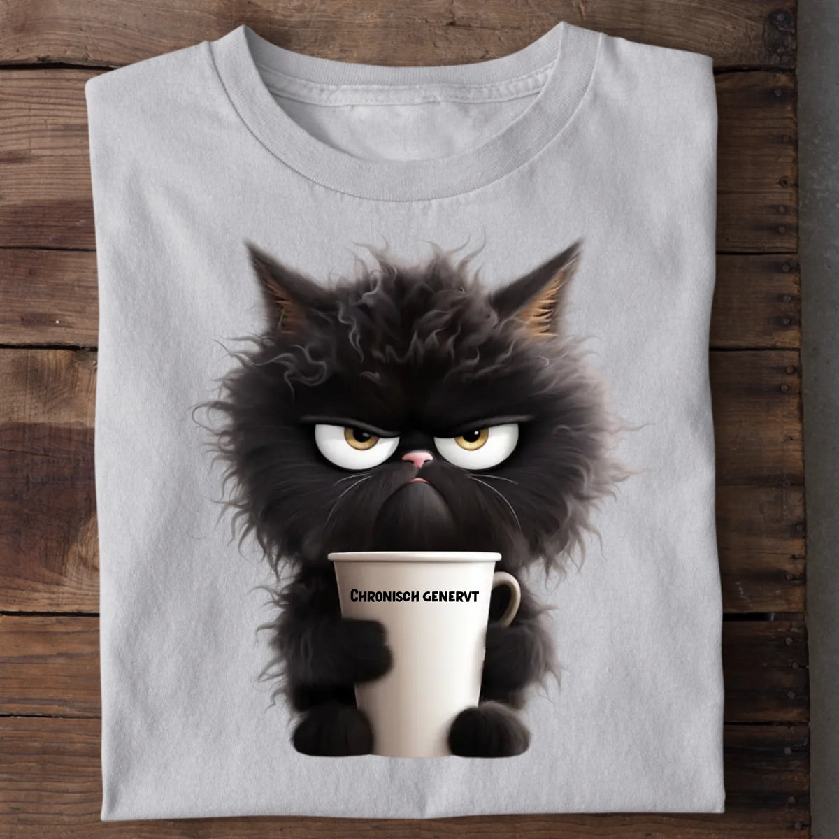 Grumpy Cat T-Shirt mit Katzenmotiv in Weiß