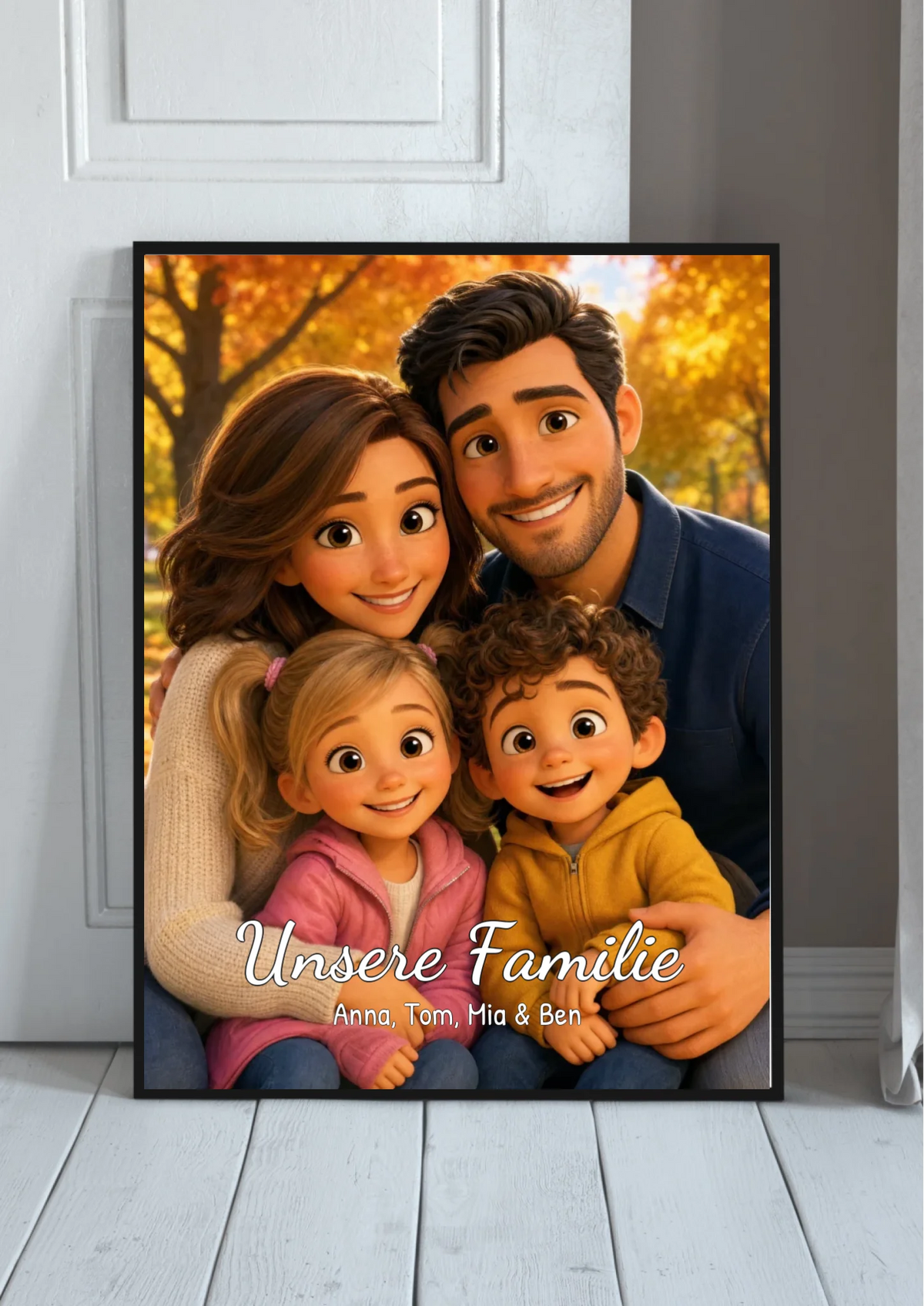 Familienposter im 3D-Animationsstil nach Foto – Cartoon Portrait personalisiert, 2 KI-Stile
