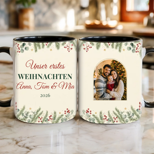 Unser erstes Weihnachten Tasse mit Foto – personalisiert