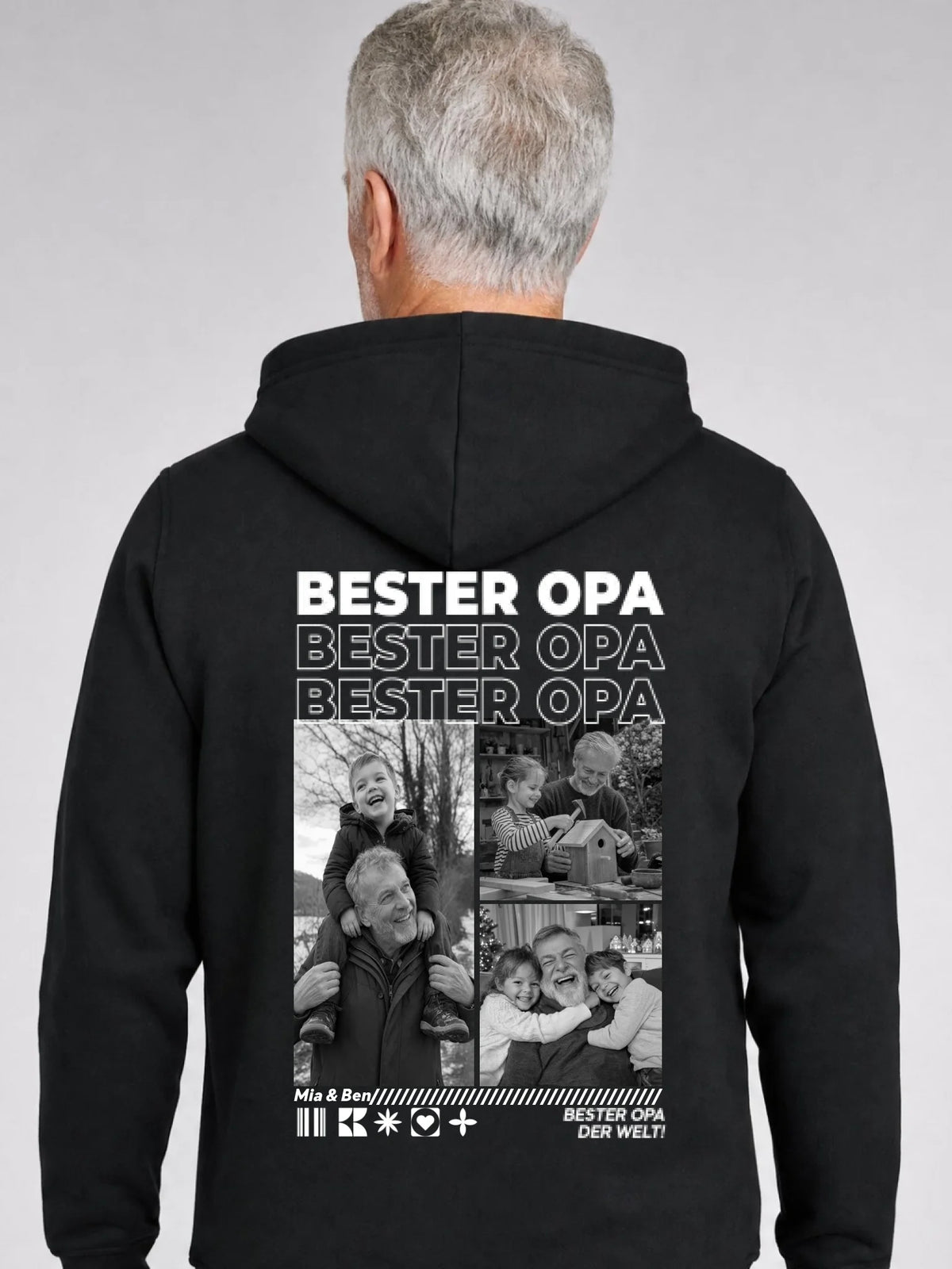 Opa Hoodie mit Enkel-Fotos – personalisiert