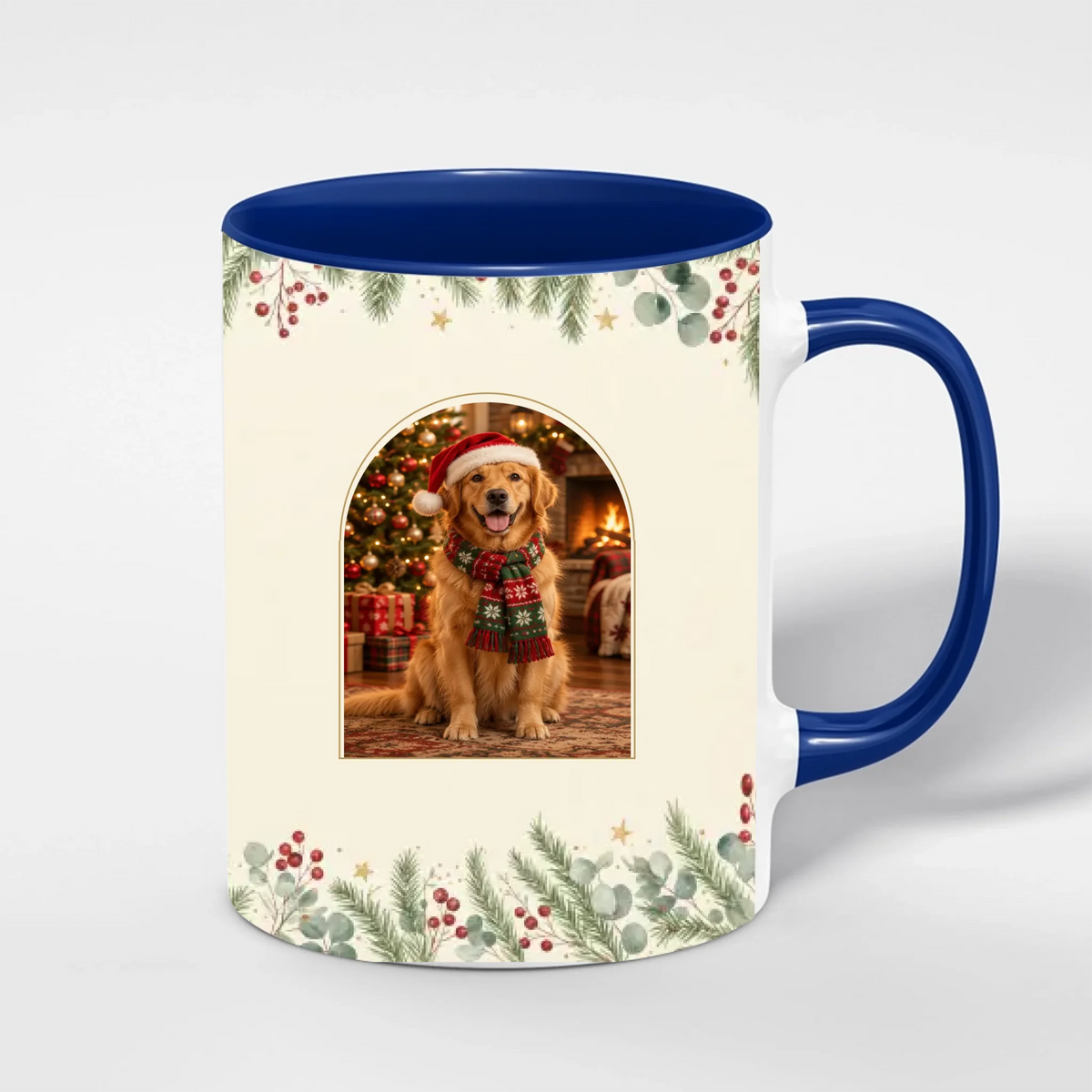 Weihnachtstasse Haustier nach Foto – im Weihnachtsoutfit