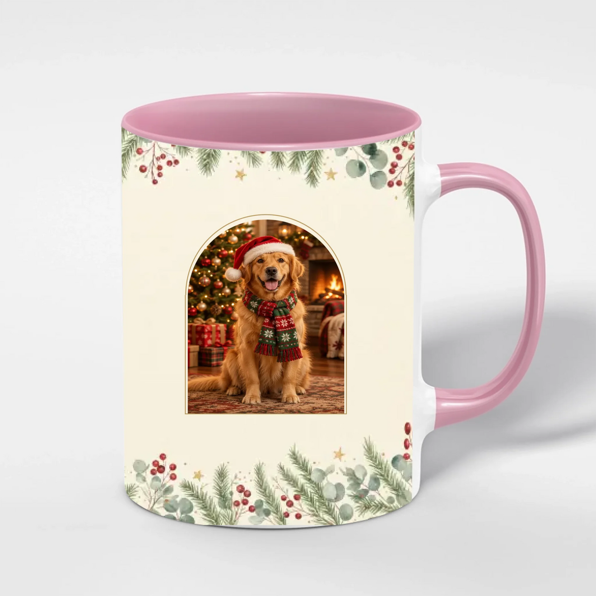 Weihnachtstasse Haustier nach Foto – im Weihnachtsoutfit