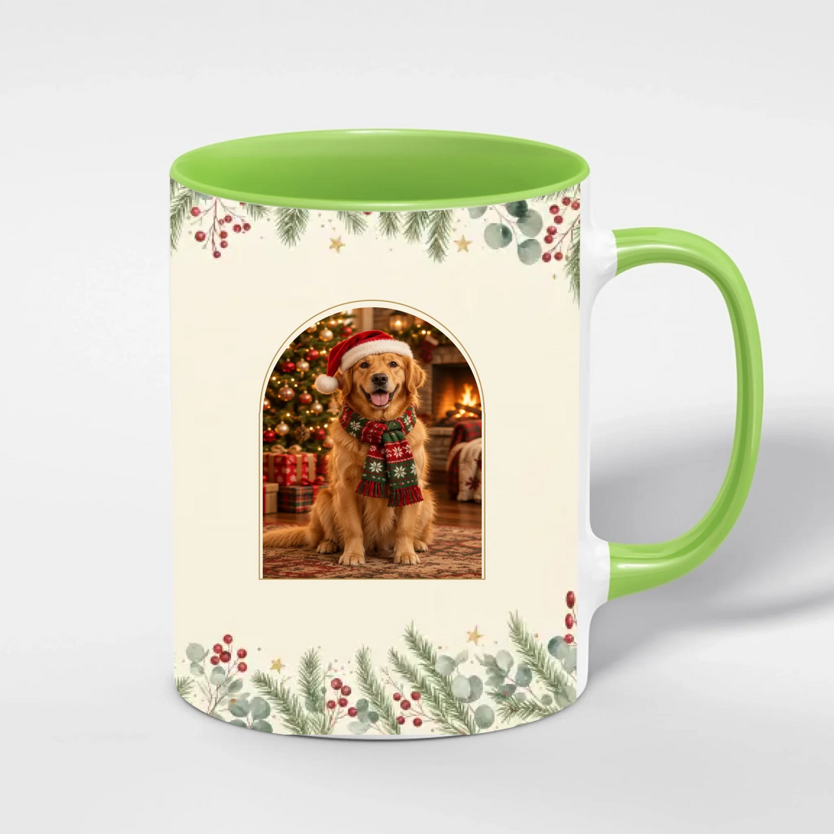 Weihnachtstasse Haustier nach Foto – im Weihnachtsoutfit