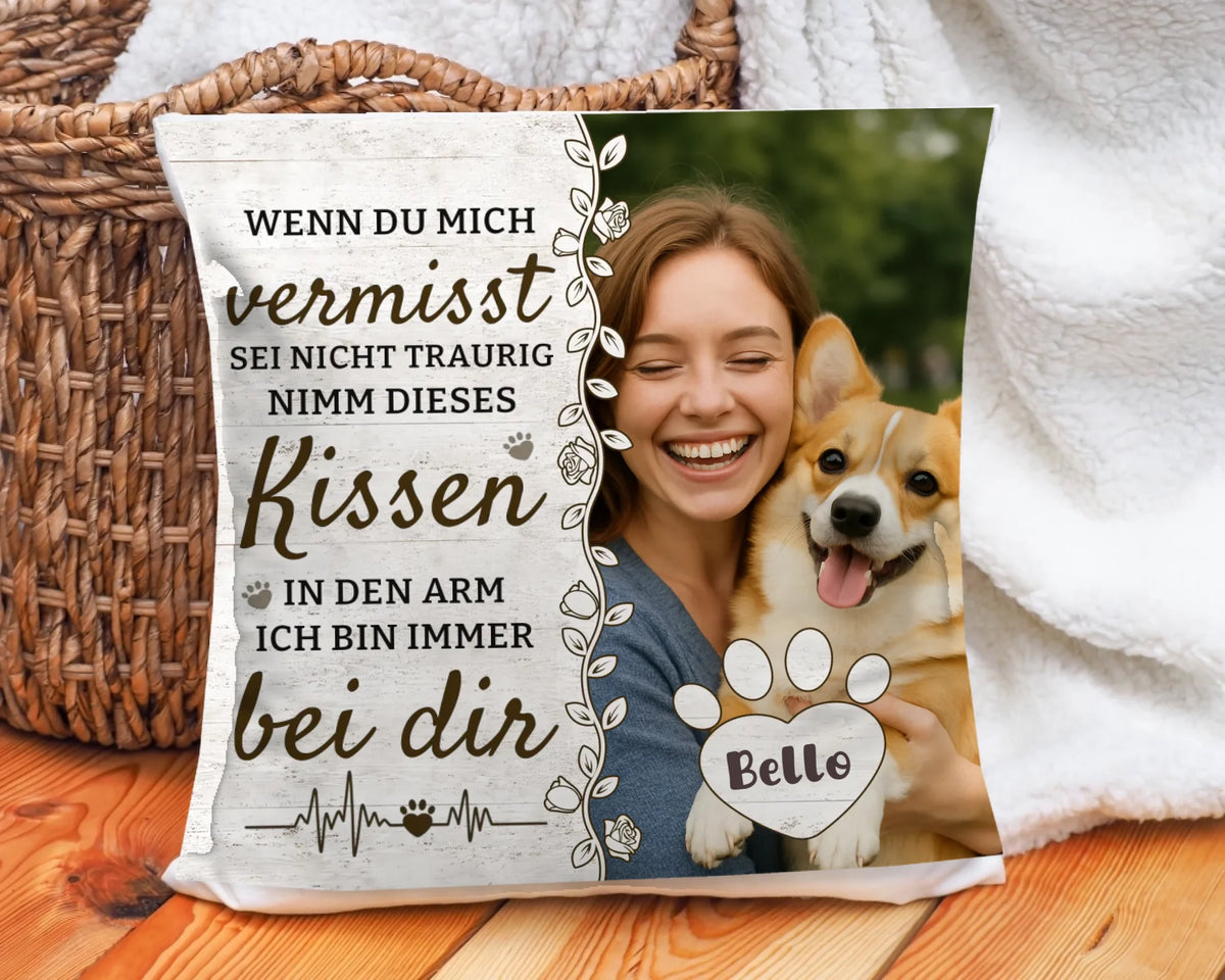 Erinnerungskissen Haustier – personalisiert mit Foto & Namen