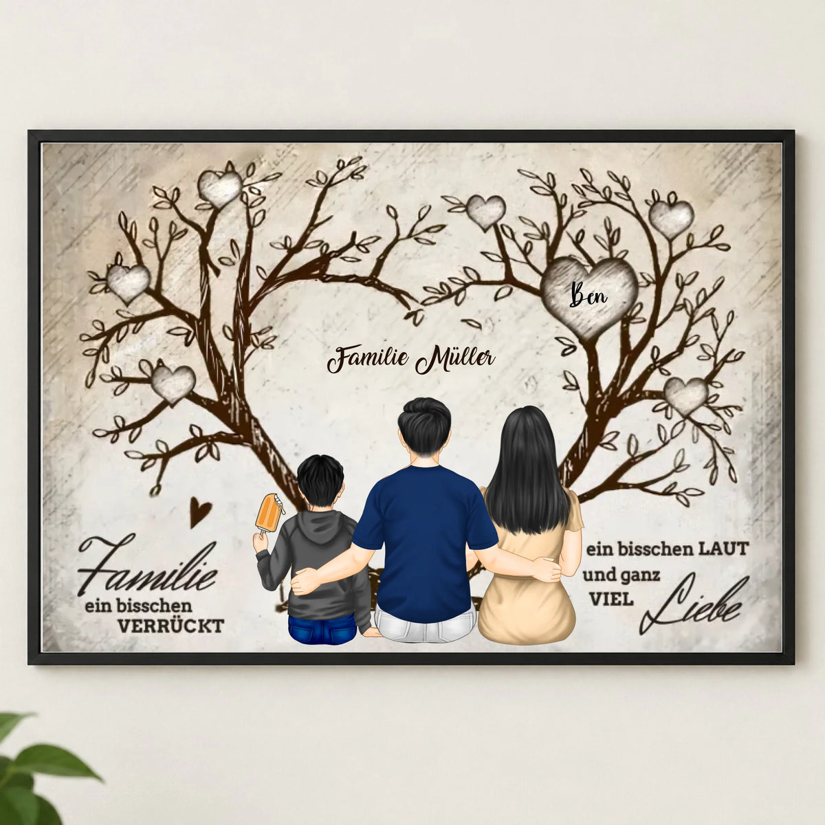 Familienposter Herzbaum – personalisiert