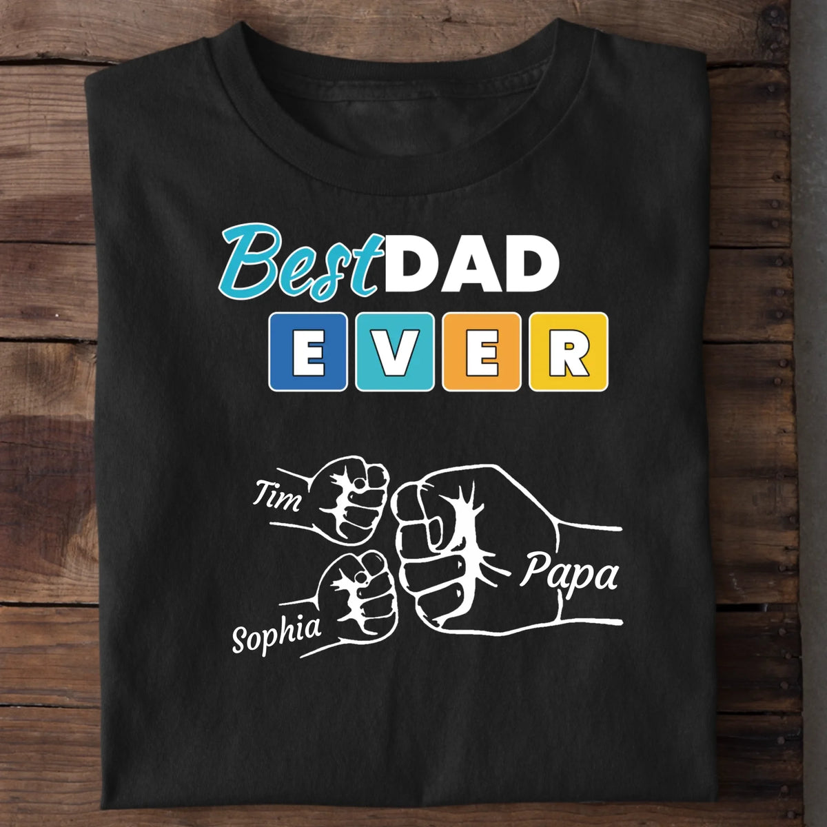 Papa T-Shirt Best Dad Ever personalisiert – Shirt-Ansicht