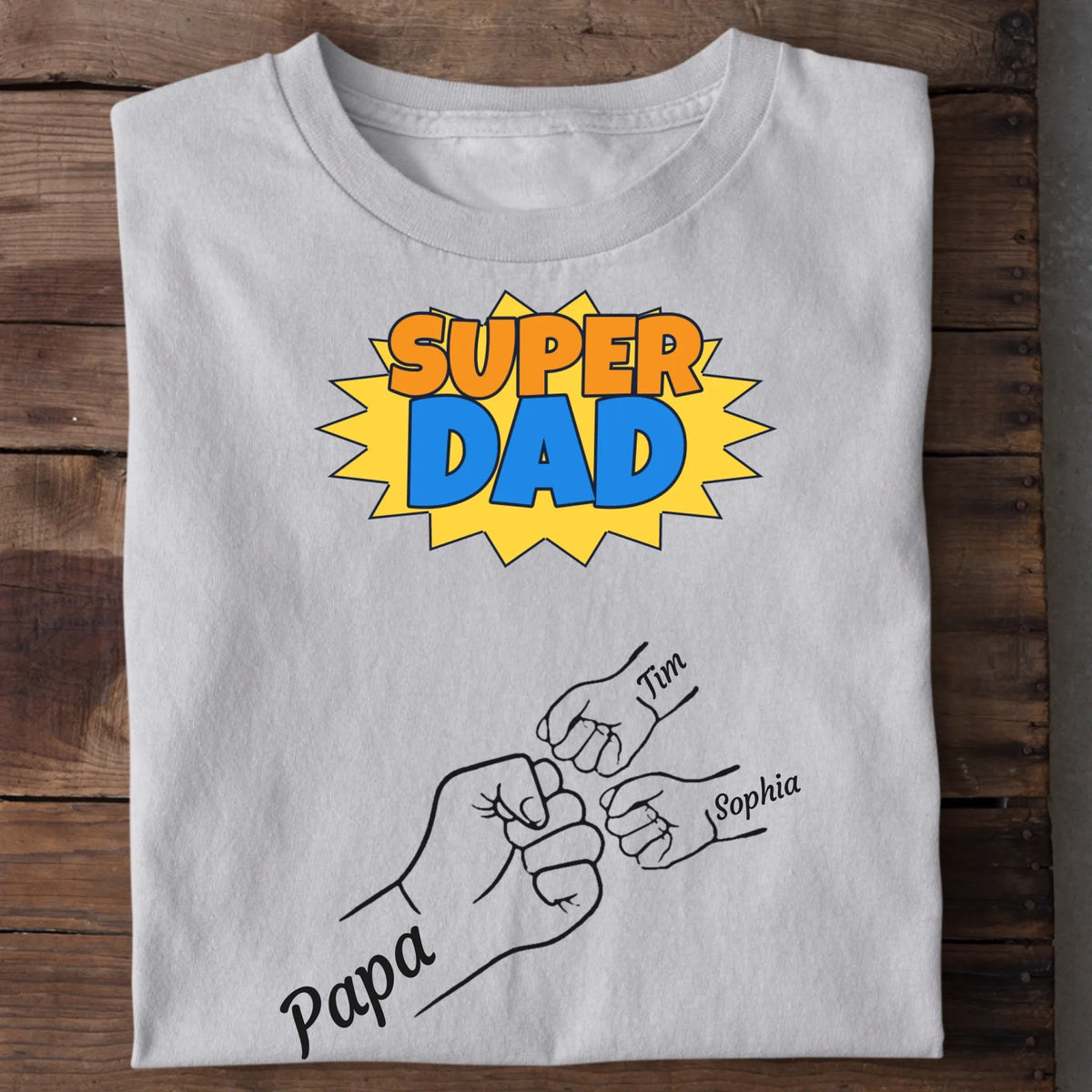 Papa T-Shirt Super Dad personalisiert – Shirt-Ansicht in weiterer Farbe