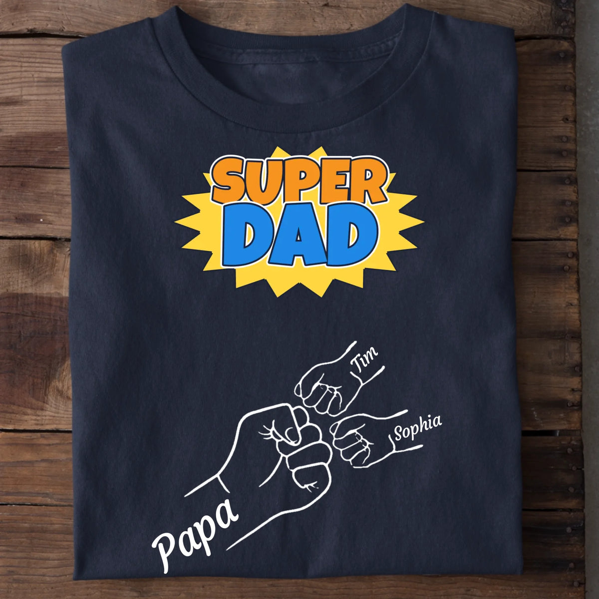 Papa T-Shirt Super Dad personalisiert – Shirt-Ansicht in weiterer Farbe