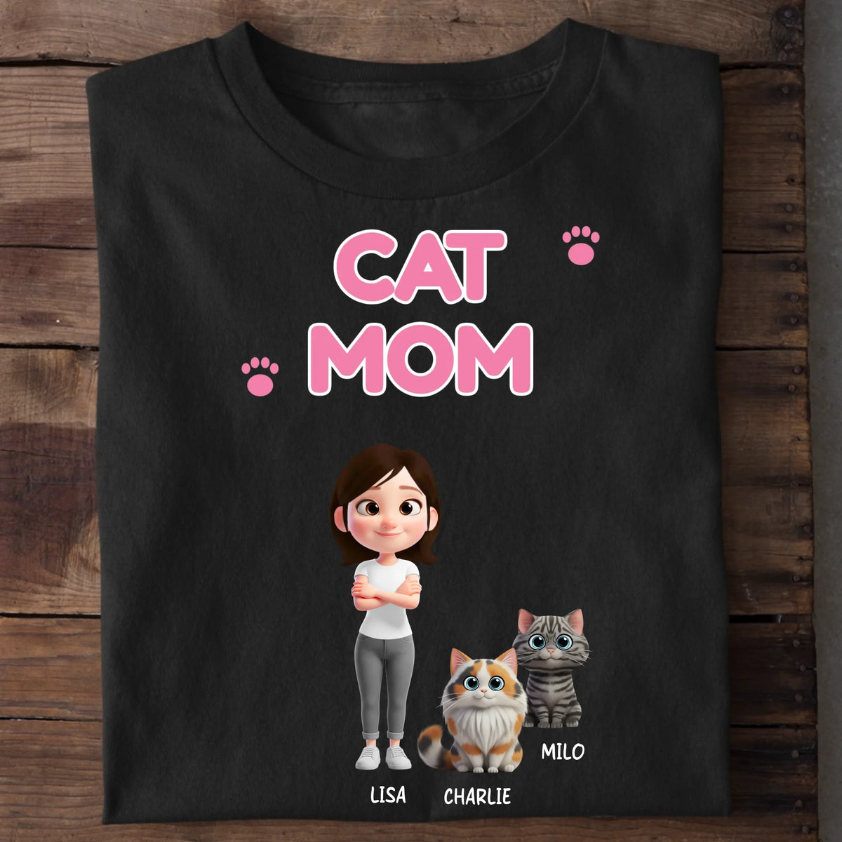 Katzenmama T-Shirt Cat Mom personalisiert – Shirt-Ansicht