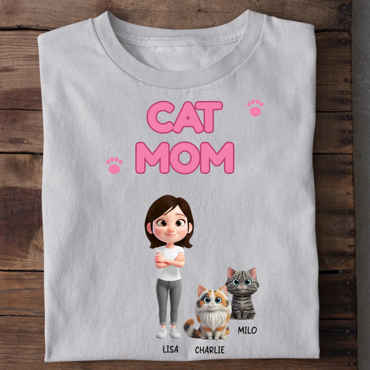 Katzenmama T-Shirt Cat Mom personalisiert – Shirt-Ansicht in weiterer Farbe