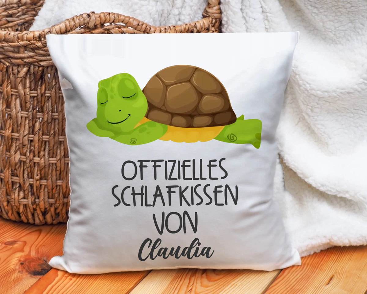 Offizielles Schlafkissen Schildkröte – Kissen im Korb, Detailansicht