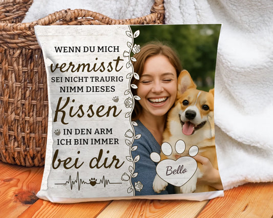 Erinnerungskissen Haustier – personalisiert mit Foto & Namen