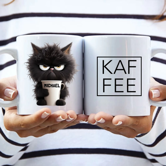 Morgenmuffel Katzentasse personalisiert mit Foto – Witziges Geschenk für Katzenbesitzer