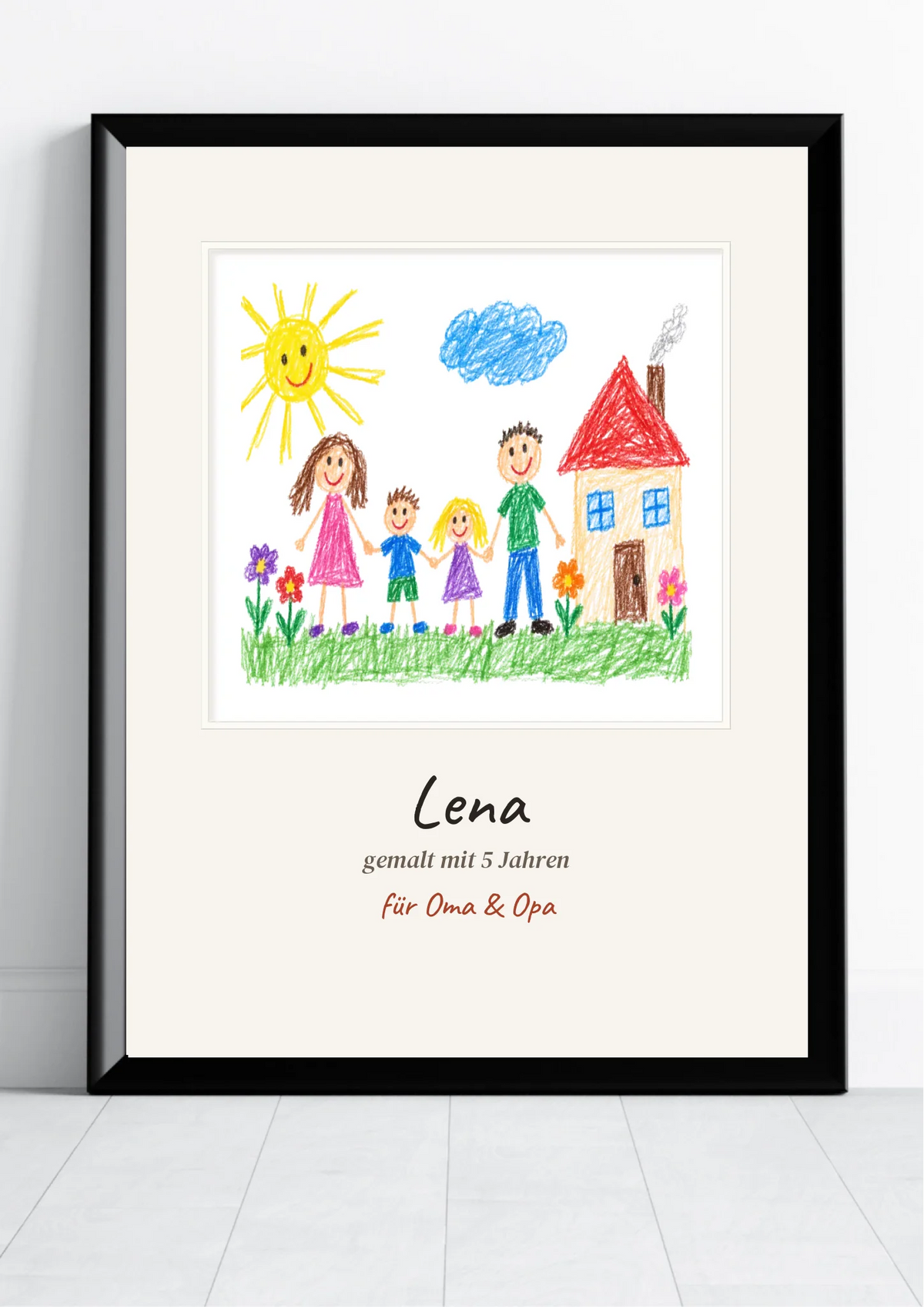Kinderbild-Poster in Passepartout-Optik mit Name, Alter und Widmung