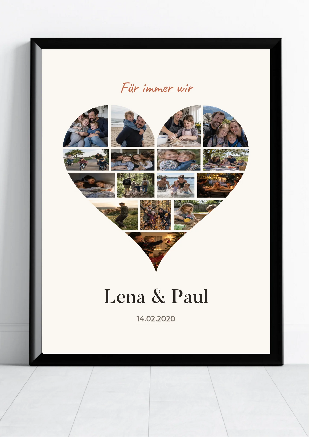 Personalisiertes Herz-Poster mit Fotos, Namen und Datum als Liebesgeschenk