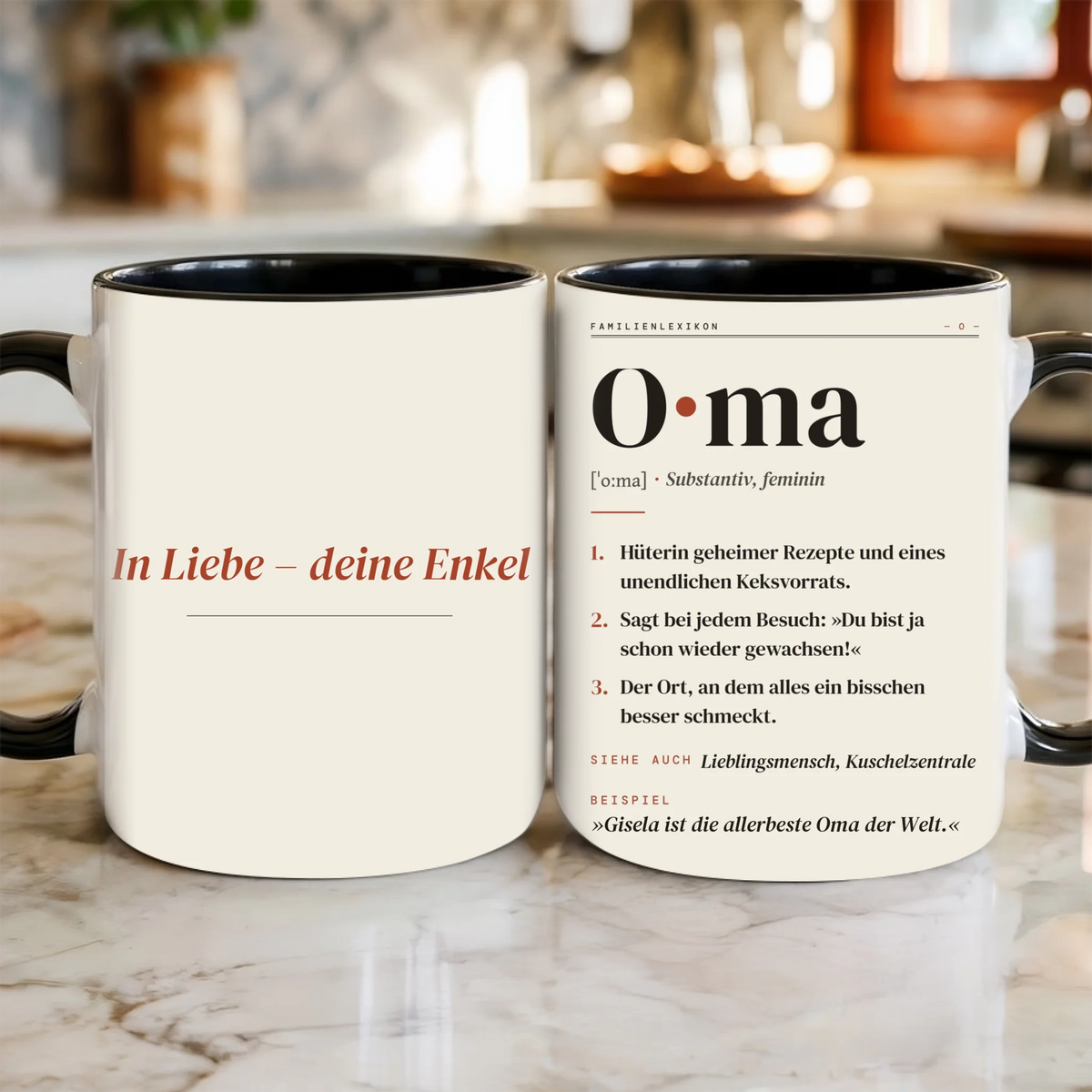 Oma Definition Tasse personalisiert mit Namen – Vorder- und Rückseite