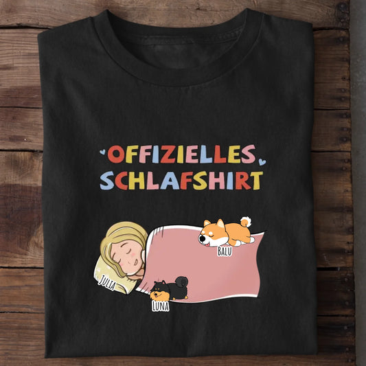 Offizielles Schlafshirt Hundebesitzer personalisiert – Lustiges Schlafshirt Damen & Herren