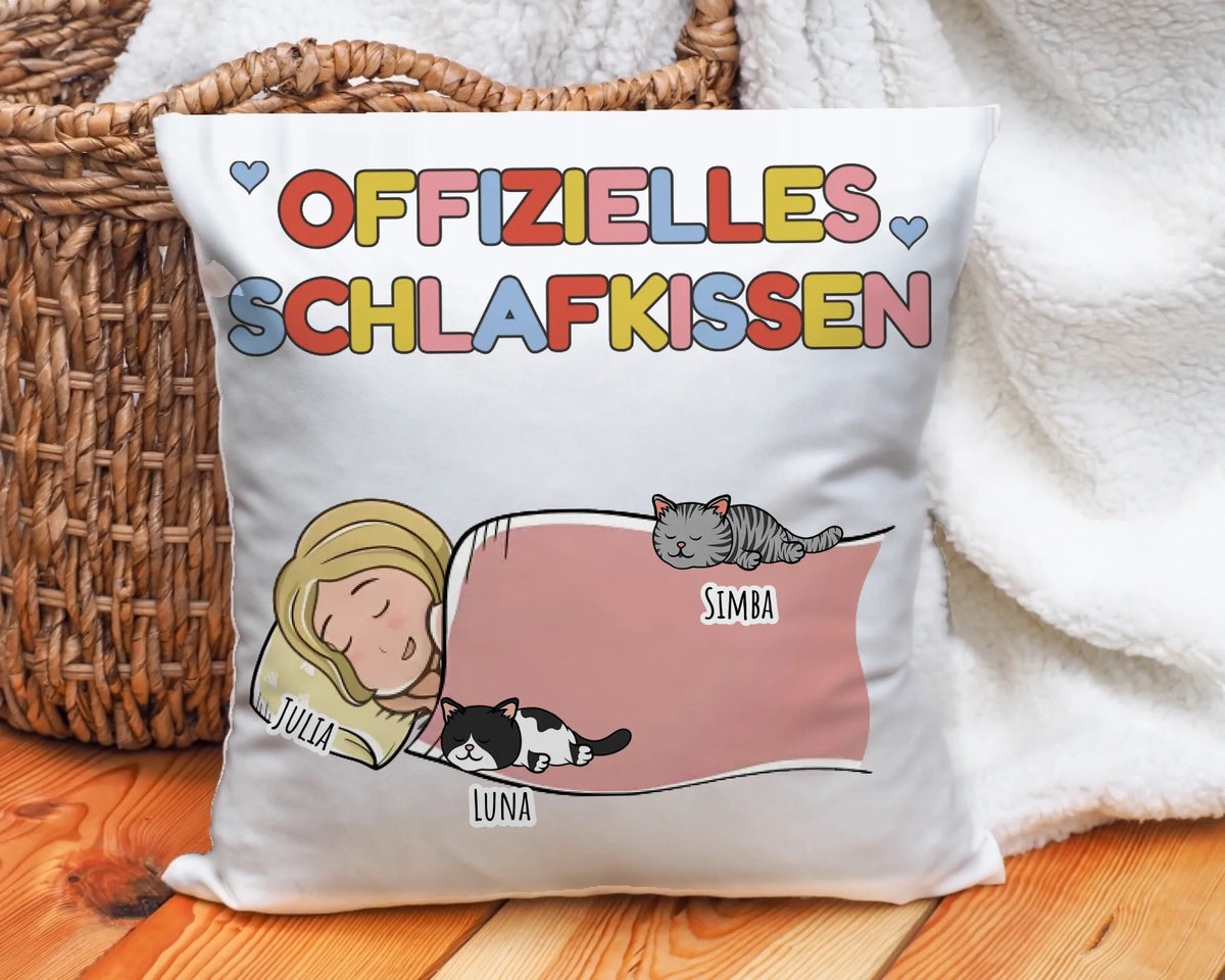 Offizielles Schlafkissen für Katzenbesitzer – Kissen im Korb, Detailansicht