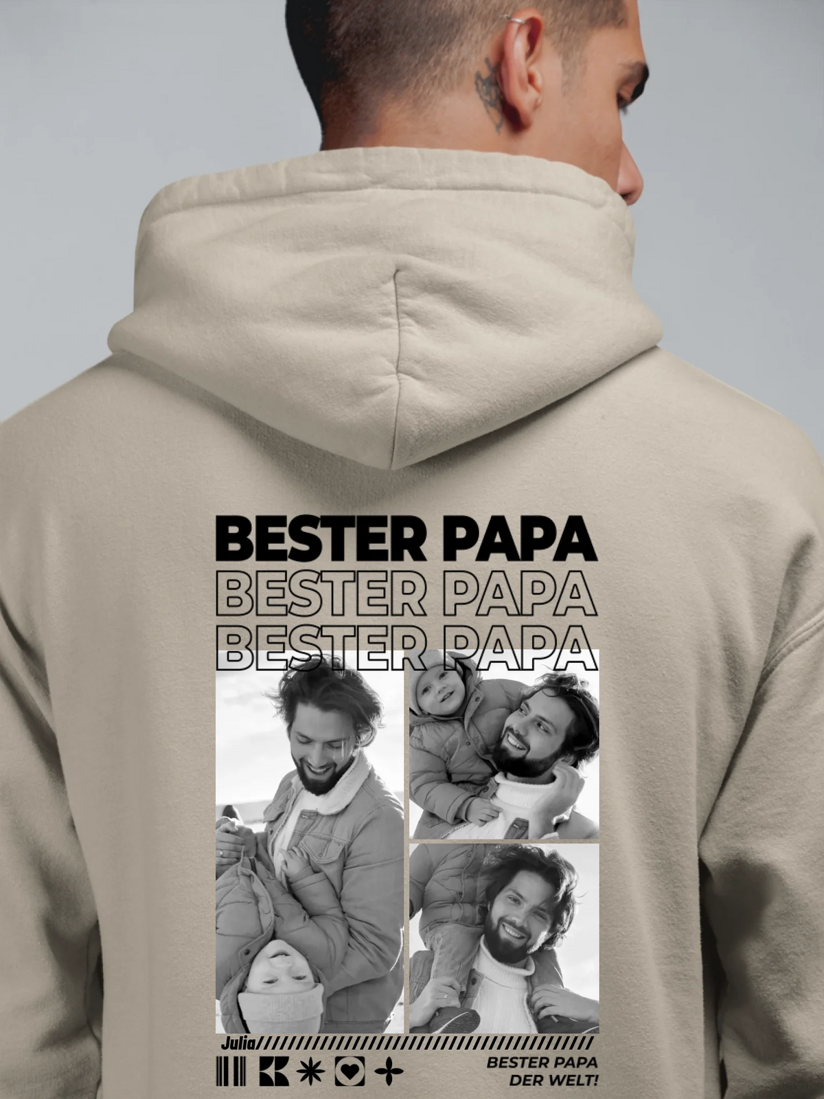 Papa Hoodie mit Fotos – Collage aus eigenen Bildern, Ansicht 2