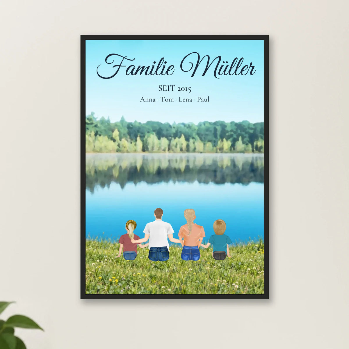 Familie am See Poster im Rahmen – Nahaufnahme mit Familienname