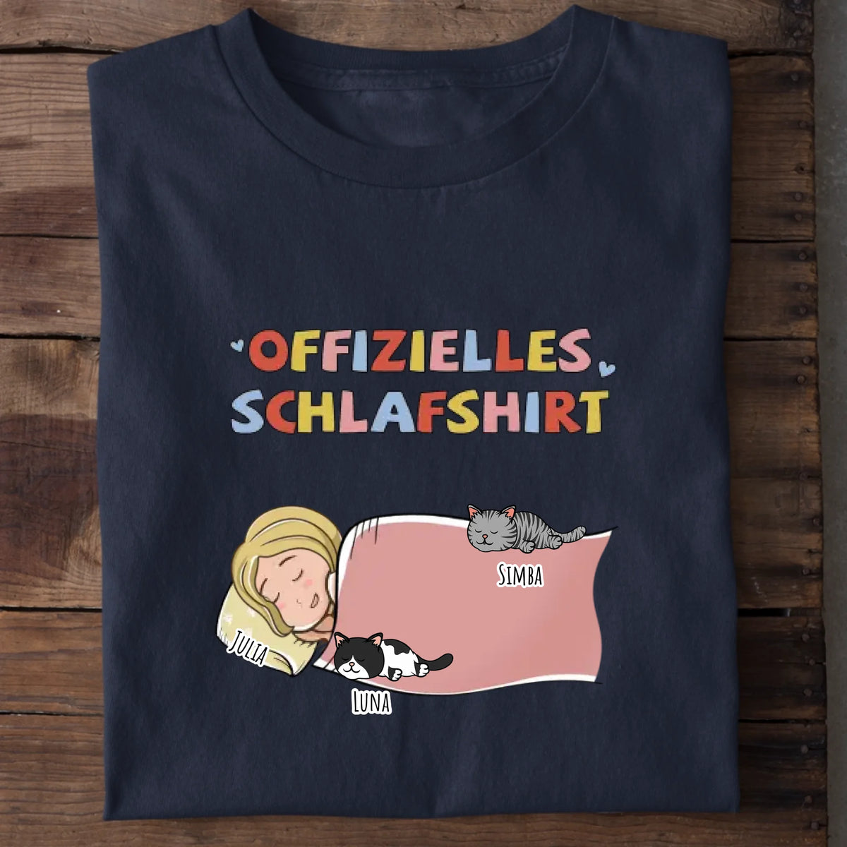 Offizielles Schlafshirt Katzenbesitzer – Verschiedene Größen personalisiertes Schlafshirt