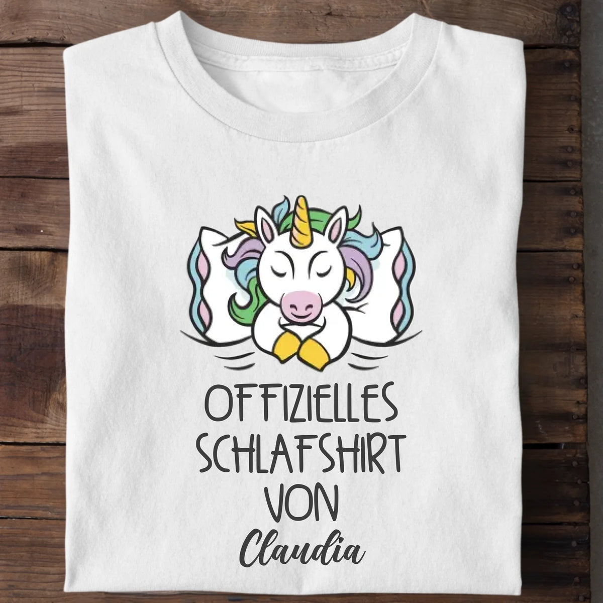 Offizielles Schlafshirt Einhorn personalisiert – Magisches Schlafshirt Damen & Herren mit Namen