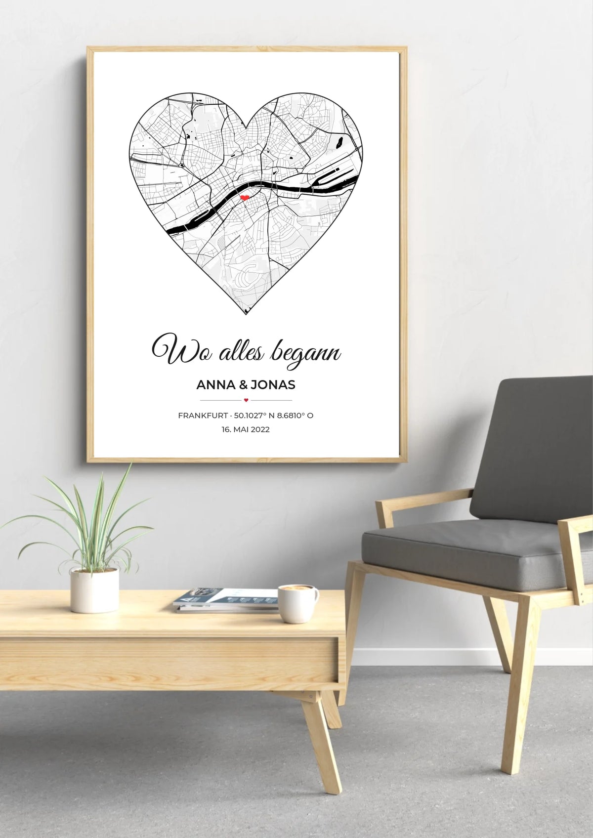 Wo alles begann Poster im Holzrahmen über dem Sideboard im Wohnzimmer