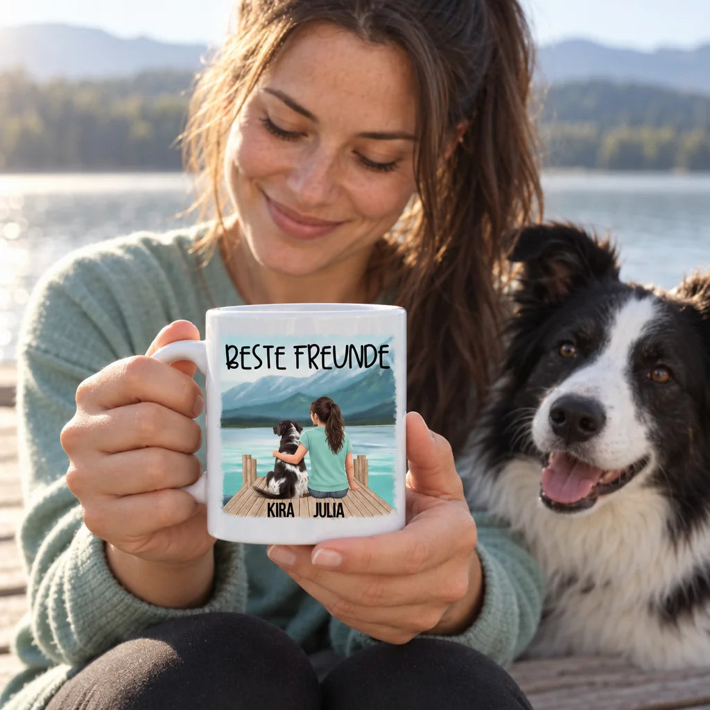 Hunde-Tasse personalisiert im Einsatz