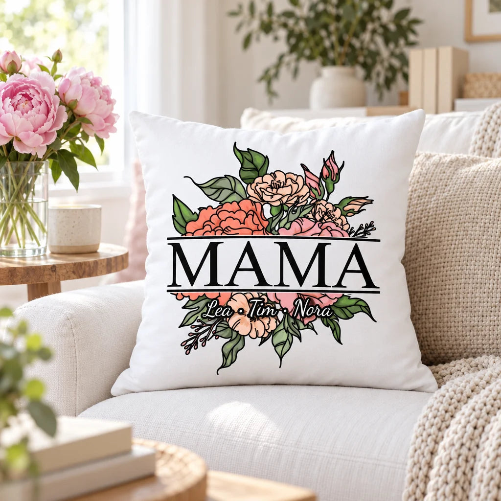 Mama-Kissen personalisiert im Einsatz