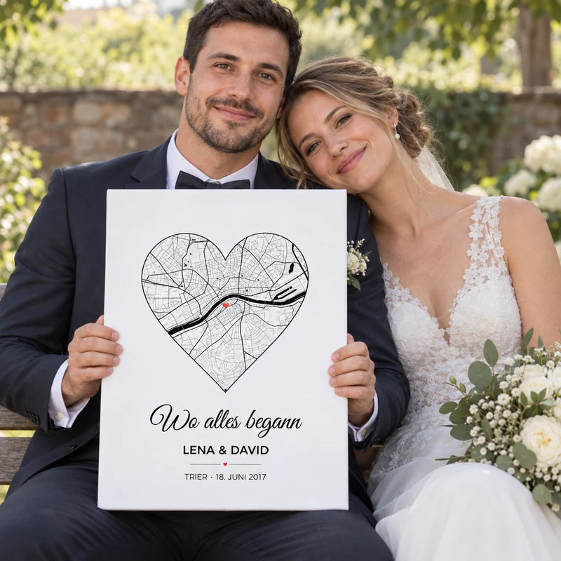 Wo alles begann Leinwand personalisiert als Geschenk