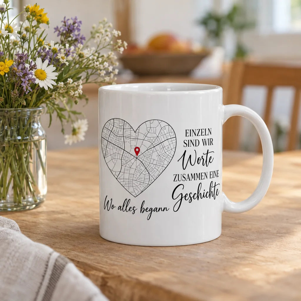 Wo alles begann Tasse personalisiert als Geschenk